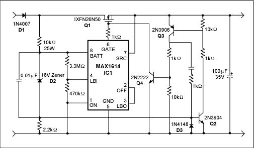 保护n沟道功率MOSFET免受低电压和高电压影响的电路