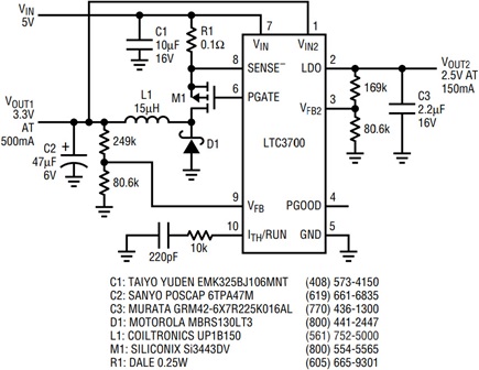 用组合高效降压控制器和低噪声LDO替换两个ic