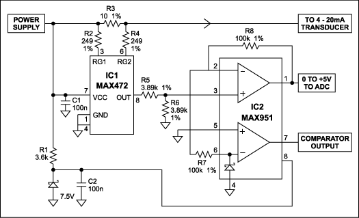 两个ic转换4-20mA信号到0-5V输出的技术方案
