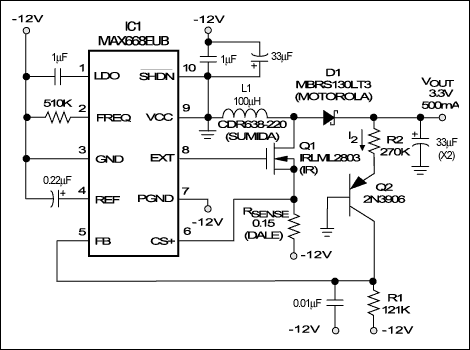 3.3V电源如何从-12V PCI总线接通电源