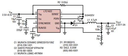 LTC1622:低输入电压，电流模式PWM降压转换器