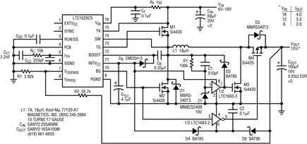 单电感，正输出降压/升压转换器使用无RSENSE控制器
