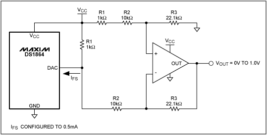 如何将DS1864的电流DAC转换成电压DAC