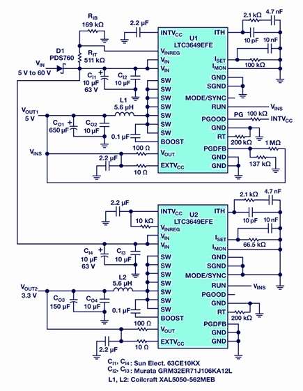 60V输入单芯片转换器可在没有超级电容或其他附加元件的情况下为关键电路供电