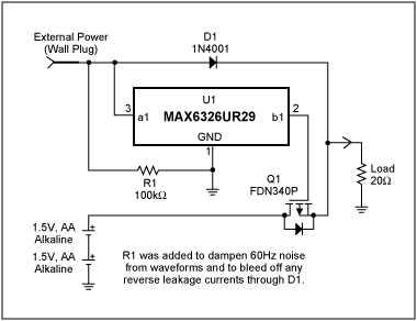 使用MAX6326有效切换电源而不产生开关噪声的电路方案